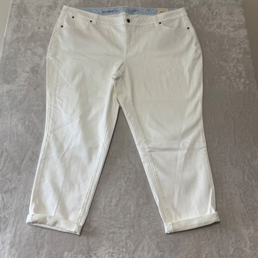 NWT $99 Talbots Womens‎ Straight Leg Relaxed Fit Boyfriend Jeans 24W White Plus